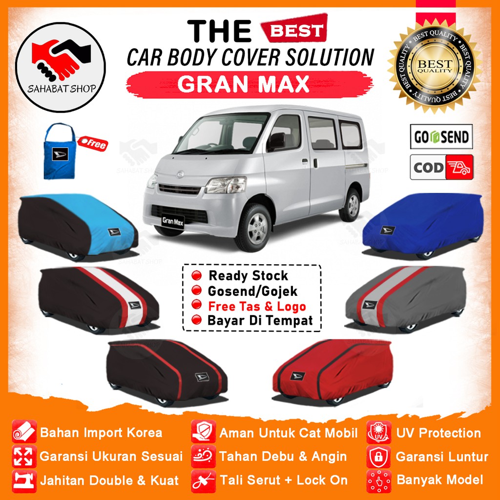 Sahabat Body Cover Mobil Grand Max / Sarung Penutup Daihatsu Gran Max Minibus Outdoor / Selimut Mantel Tutup Pelindung Kerudung Terpal Jas Pembungkus Mantol Kelambu Kerodong Bungkus Tutupan Mobil Grandmax Waterproof Anti Air Model Orange