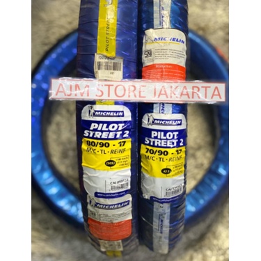 Michelin Pilot Street 2 70/90-17 & 80/90-17 Tubeless.. Paket Hemat..