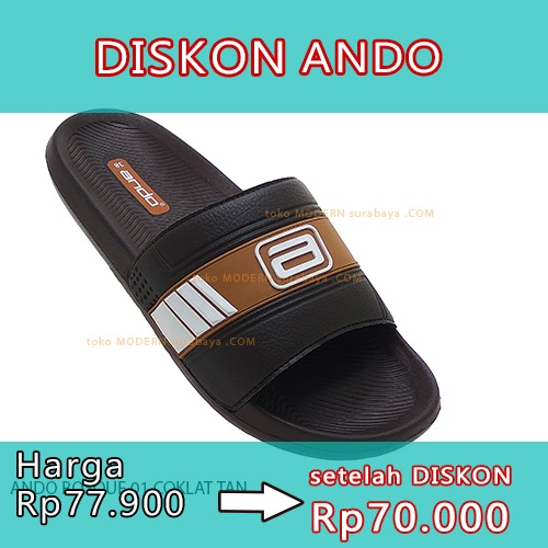 ANDO BOSQUE 01 COKLAT TAN sandal pria sandal slide flip flop karet