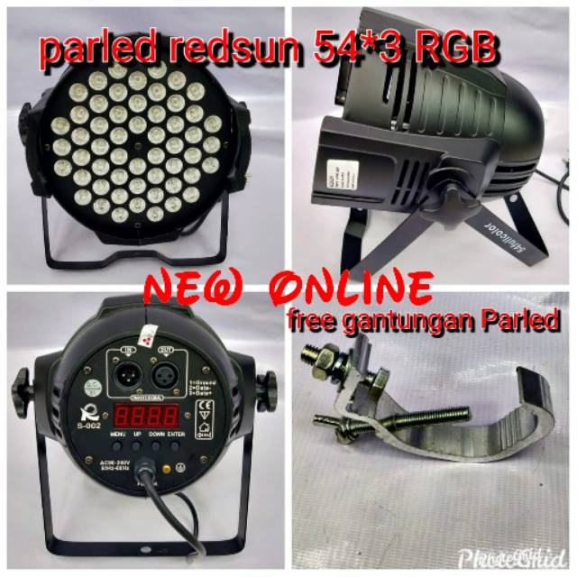 Parled redsun full colour RGB 54x3watt free gantungan parled