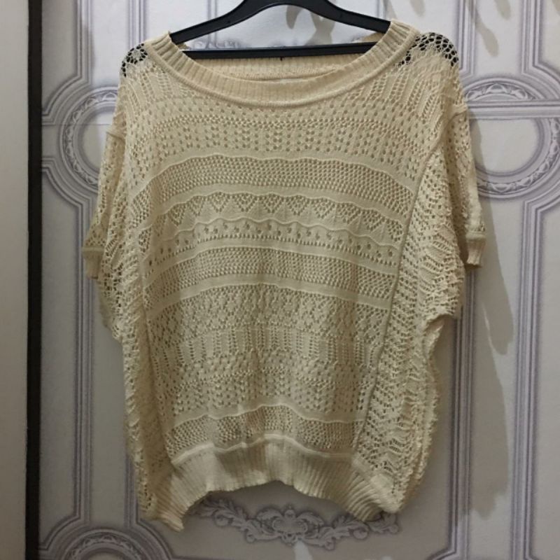 Hammer Cardigan Wanita Original / Outerwear Sweater Atasan Krem Lengan Pendek Jumbo Over Size L