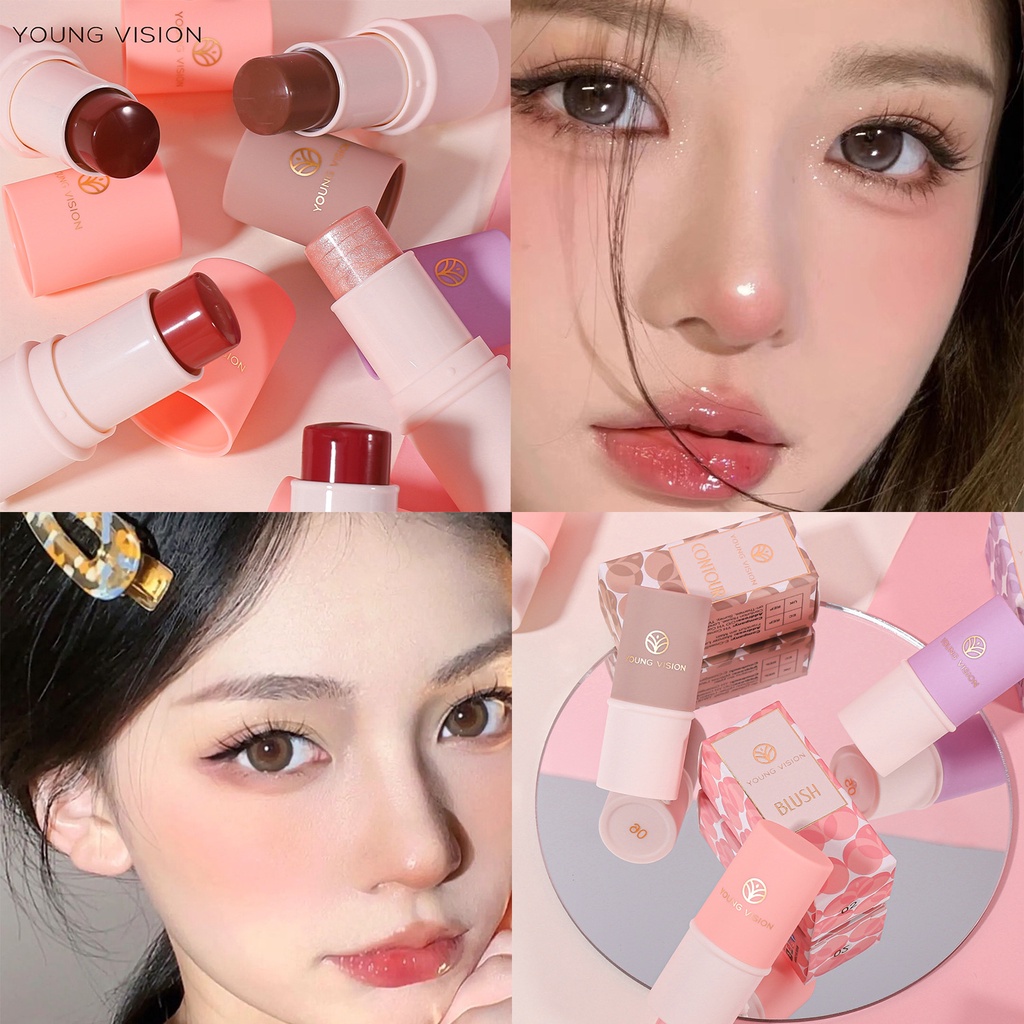 【Baru】YONG VISION Handaiyan Blush Stick Set Matte Cream Blush Stick for Cheeks, Eyes and Lips Trimming highlight Natural Makeup Waterproof Long Lasting