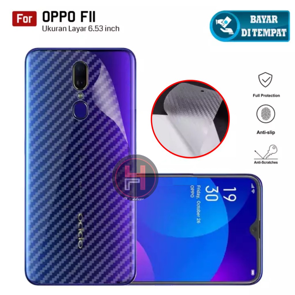 Carbon Garskin for Oppo F11 Premium 3D Carbon Back Skin Anti Gores Belakang