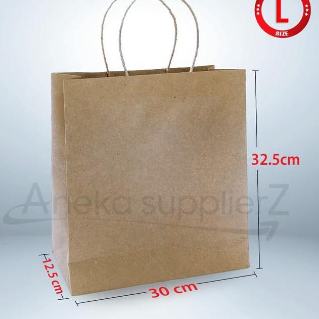 

☝ Paper Bag Kraft Coklat - Go Green - L (20PC) ☚