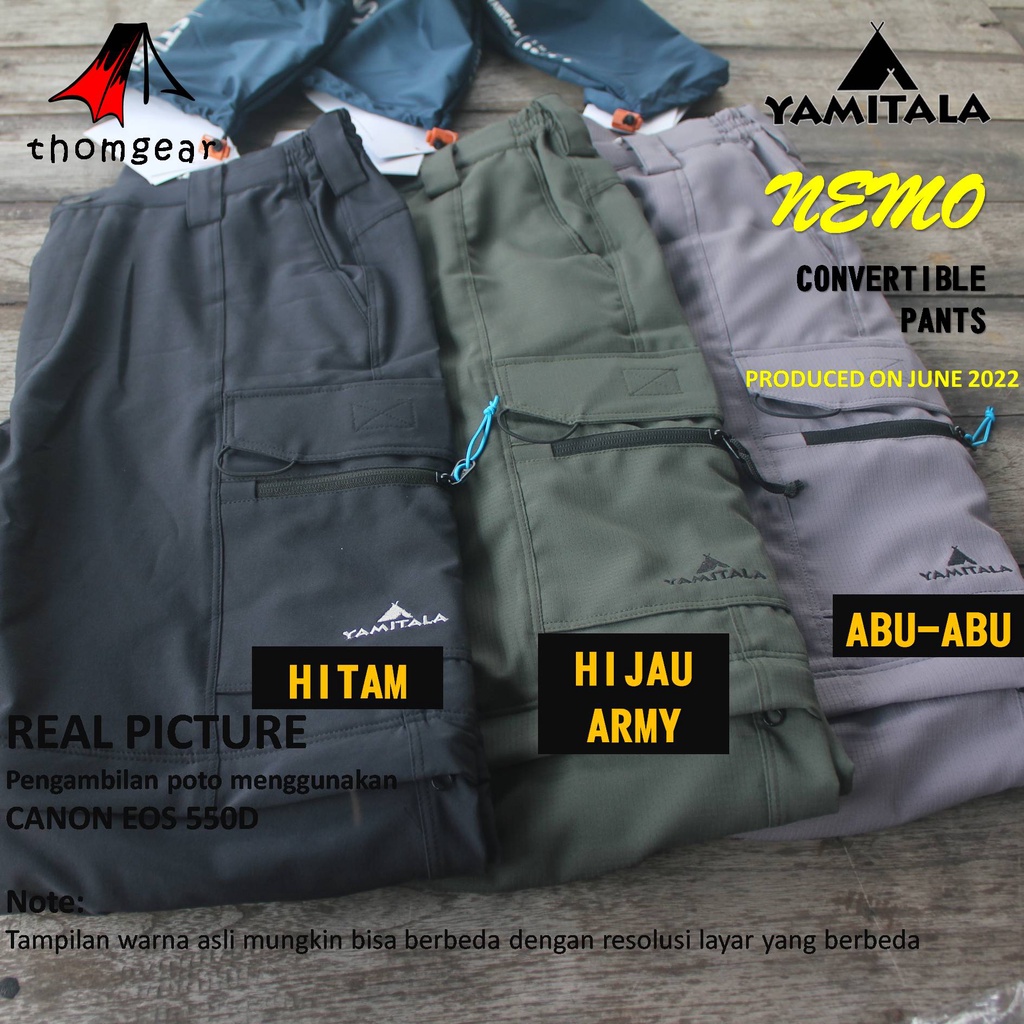 Thomgear Yamitala Nemo Convertible Pants Celana Panjang Gunung Outdoor Hiking Sambung Pria Wanita Dewasa Quickdry Stretch Elastis