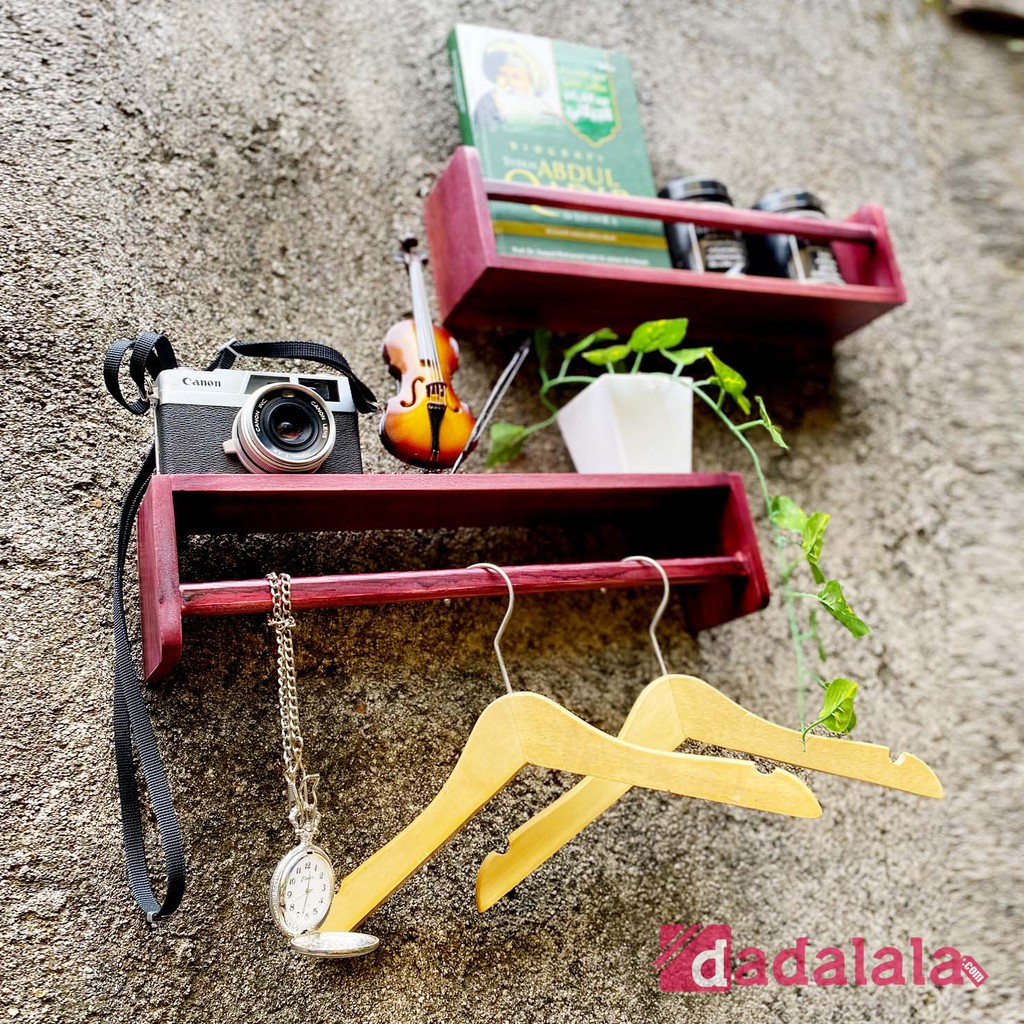 DADALALA Rak Bumbu Dapur Serbaguna Bahan Kayu Pinus Ukuran 40x10x9 Cm