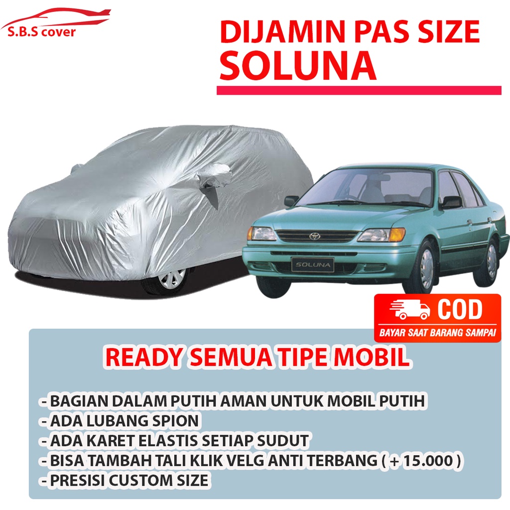 Cover Mobil Soluna Sarung Mobil Soluna/twincam/corolla twincam/corolla great/corolla dx/corolla se/baleno/baleno lama/baleno 97/baleno old/lancer/lancer evo 3/civic lx/civic wonder/corolla ke30/bmw/bmw e36/bmw e46