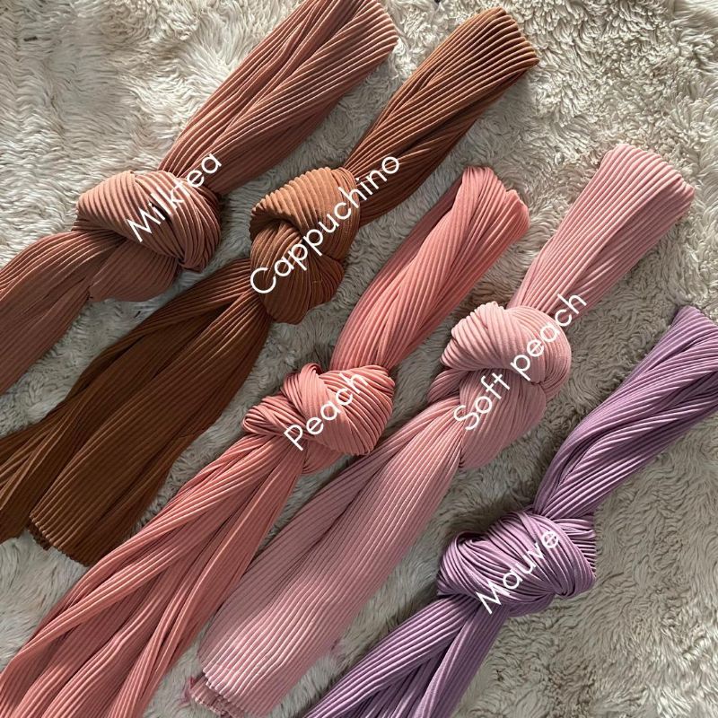 Pashmina plisket lidi premium tanpa garis tengah free pouch