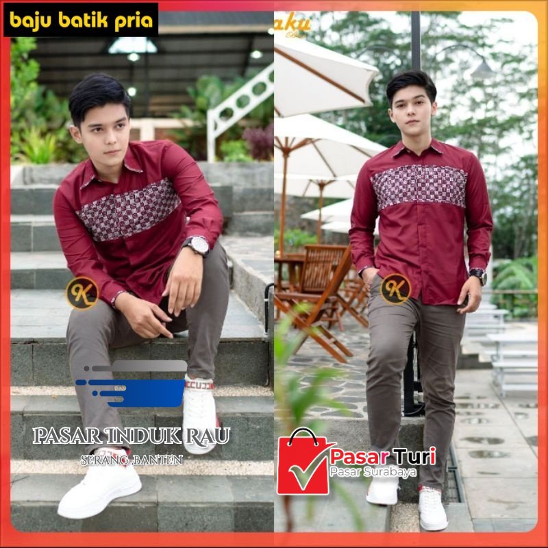 [RAMADHAN SALE] BAJU BATIK PRIA ECLUSIVE KUALITAS PREMIUM KOMBINASI BATIK CAP