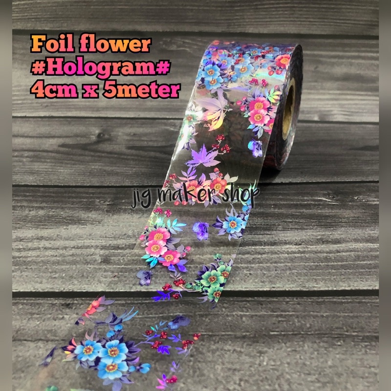 hologram hot stamping foil motif bunga 4cm x 5meter