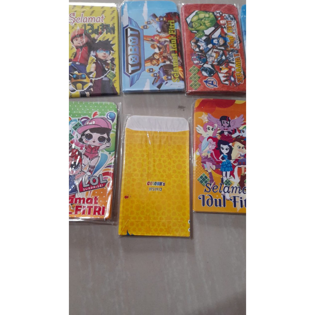 [Toserba_Emak] - AMPLOP LEBARAN BER KARAKTER LUCU / UNIK PER PACK ISI 10