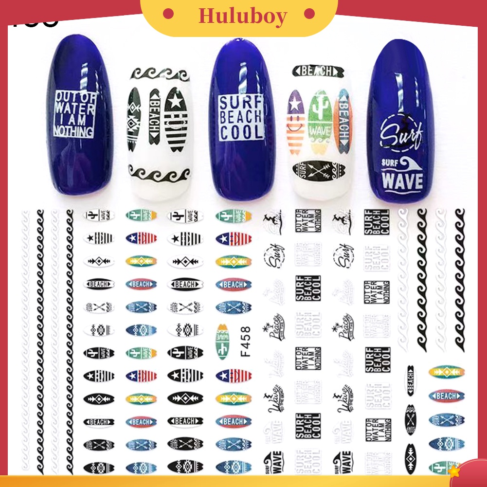 Huluboy Huluboy♡ Stiker Kuku Transfer Air Motif Kerang / Bintang Laut Tidak Beracun Untuk Dekorasi Nail Art