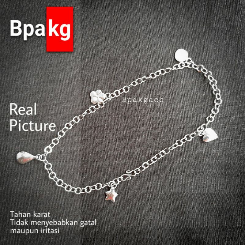 Gelang kaki rantai donat Gelang wanita anti karat besi putih asli silver murah Gelang cewek cantik