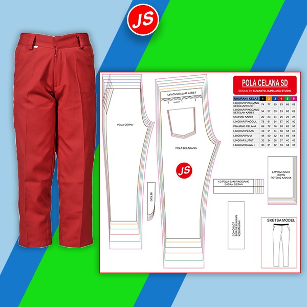 Pola Jiplak Celana Sd Pola Baju Jamblang Studio Shopee Indonesia