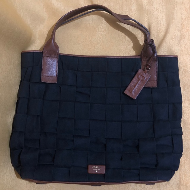 preloved fossil totebag shoulder authentic asli original tas branded second kulit genuine leather