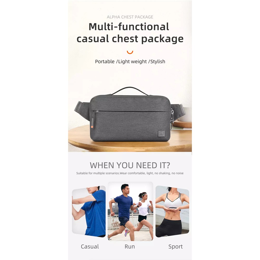 WIWU ALPHA Crossbody Bag - Multifunctional Casual Chest Package - Tas Pinggang Travel Multifungsi