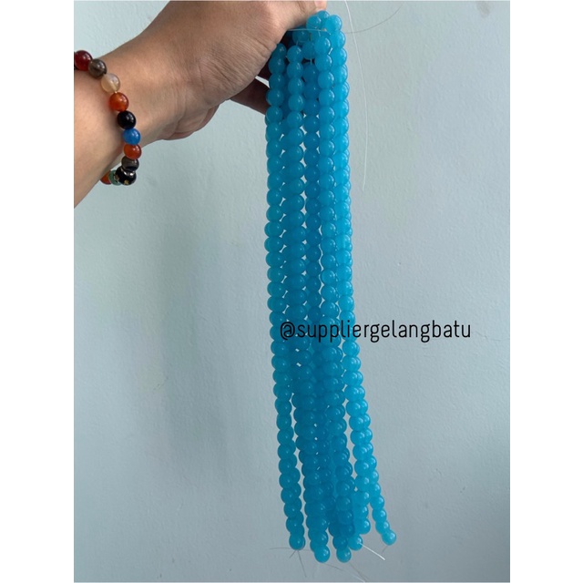 Bahan renceng BLUE SEA CAT EYE 10mm mata kucing BIRU LAUT TANPA JARONG