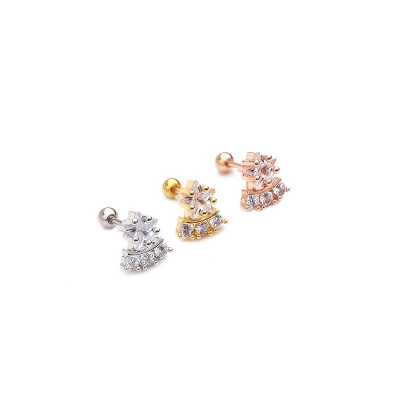 1pc Anting Bentuk Bintang Miniatur Bahan Logam Gaya Korea Untuk Wanita