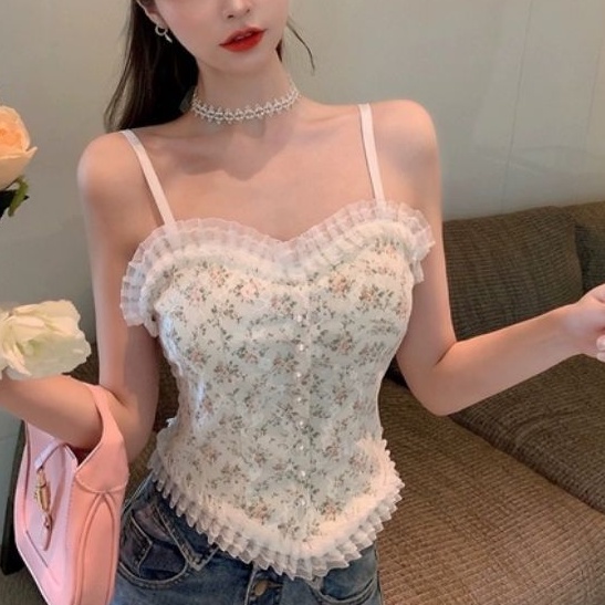 1996 Baju Tanktop Daleman hitam putih kemben kemban kamisol Korean style wanita import baju Tanktop 