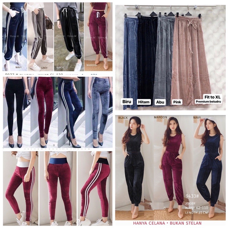 Celana beludru / velvet import / kulot wanita murah / bludru