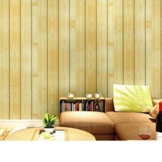 Wallpaper Sticker Dinding Motif Kayu Kuning Ukuran 10 meter x 45 cm