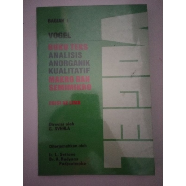 Vogel Buku Teks Analisis Anorganik Kualitatif - Bagian I