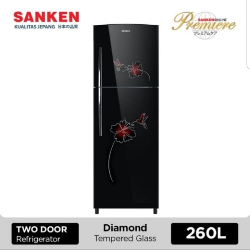 SANKEN KULKAS 2PINTU TEMPERED GLASS SKG-266AHBK/BHBK