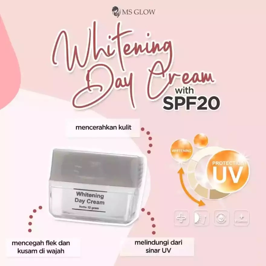 MS Glow Whitening Day Cream Rumah Cantik 354 Krim Pagi yang Melembabkan dan Mencerahkan Kulit Wajah