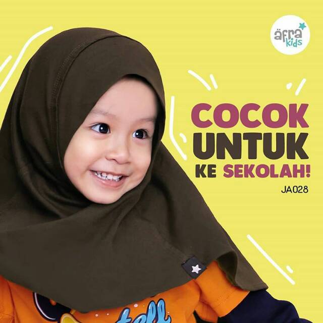 AFRAKIDS JILBAB ANAK instan premium JA028 COFFE BROWN Jilbab anak sekolah