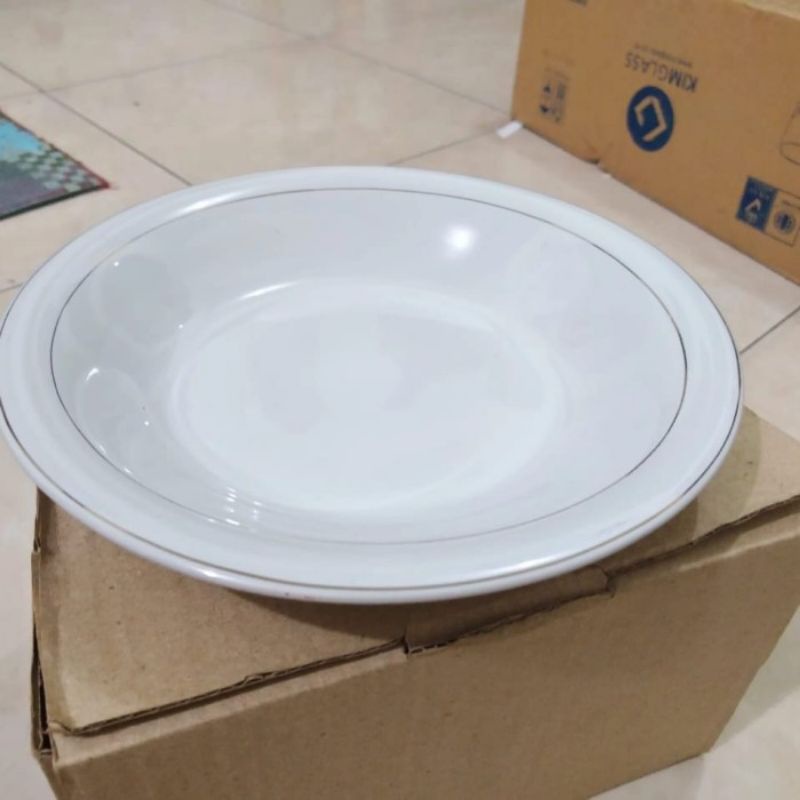 Piring Keramik List Emas Set Isi 12 pcs/Piring Makan/Piring Saji/Piring