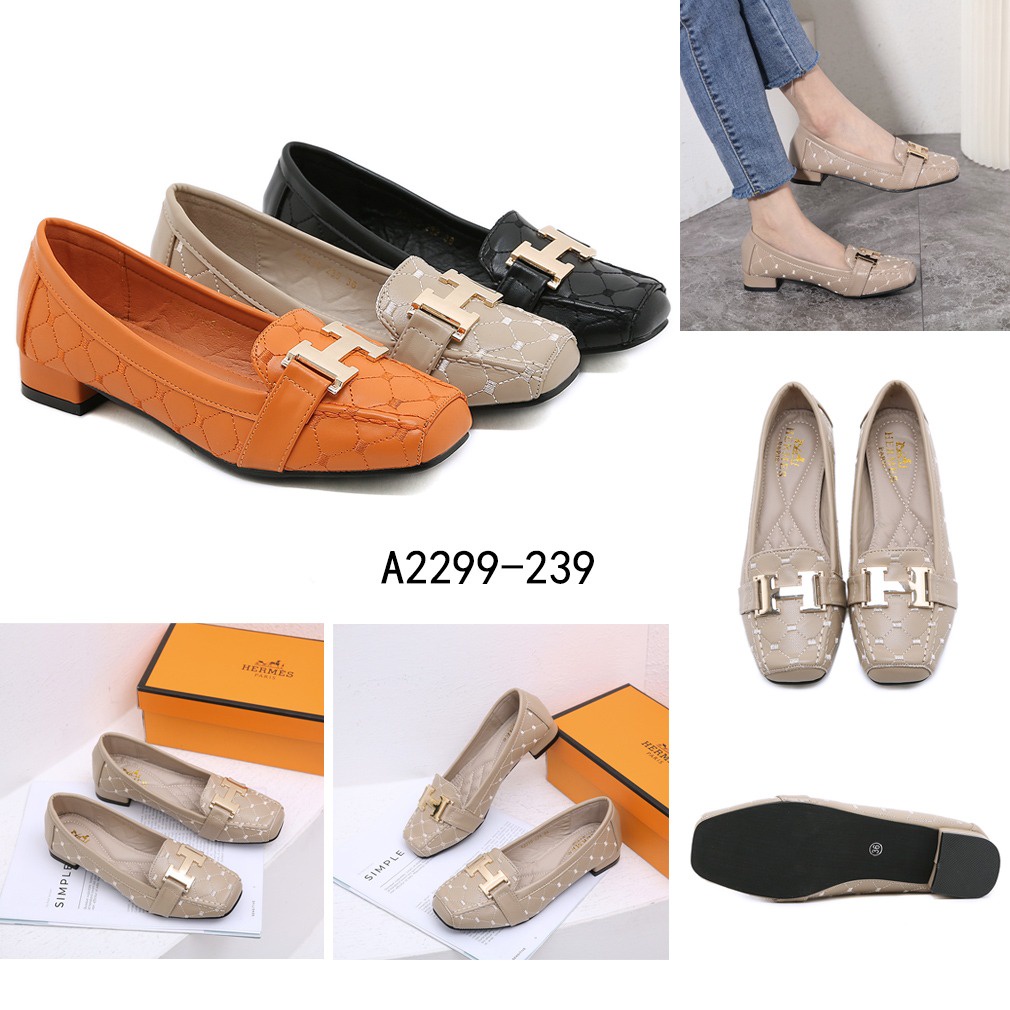 Leather H-Logo Block Heel A2299-239