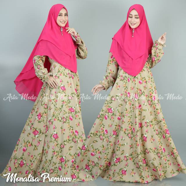 Gamis syari monalisa motif set jilbab ceruty #5