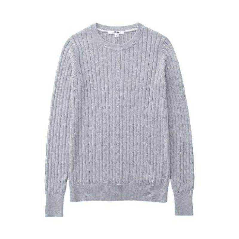 SET COUPLE ROPE CABLE KNIT SWEATER IMPORT BRAND AZUL BY MOUSSY / AZUL BASIC WARNA PUTIH ABU