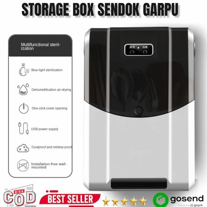 Tempat Sendok Garpu Tutup Kotak Storage Box Wadah Sumpit Gantung