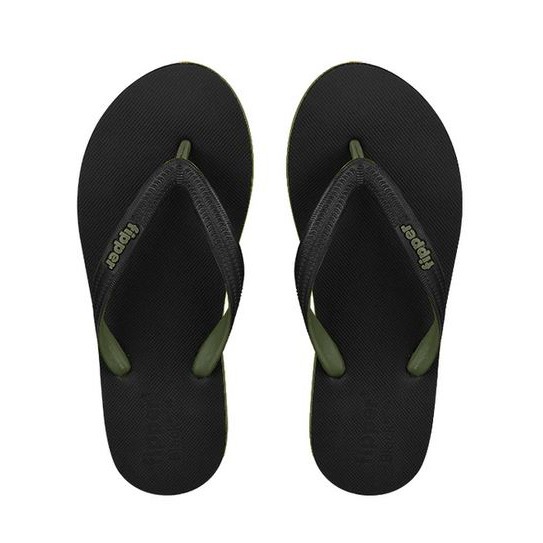 Sandal Fipper Black Series M Black Green Army Original