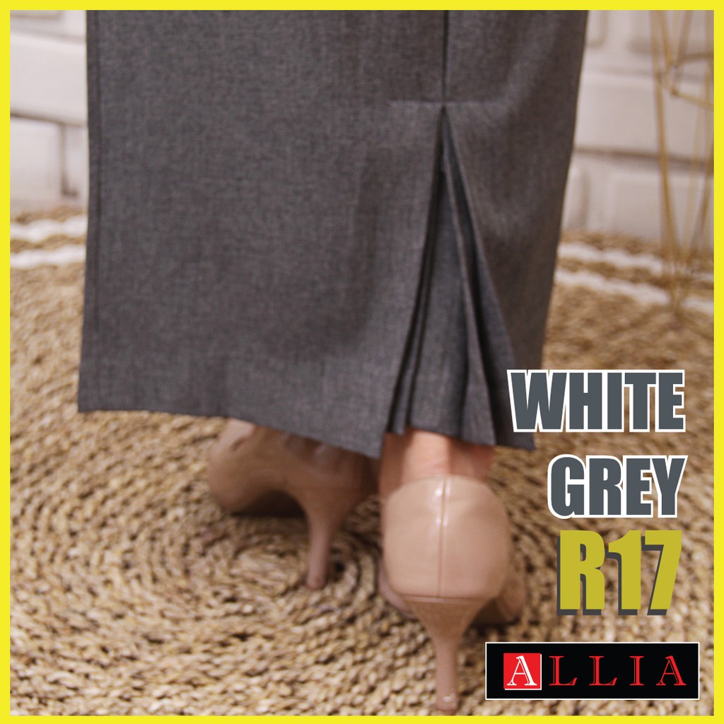 Rok Span Wanita / ALLIA R17 White Grey / Rok Bahan Wanita / Rok Panjang wanita