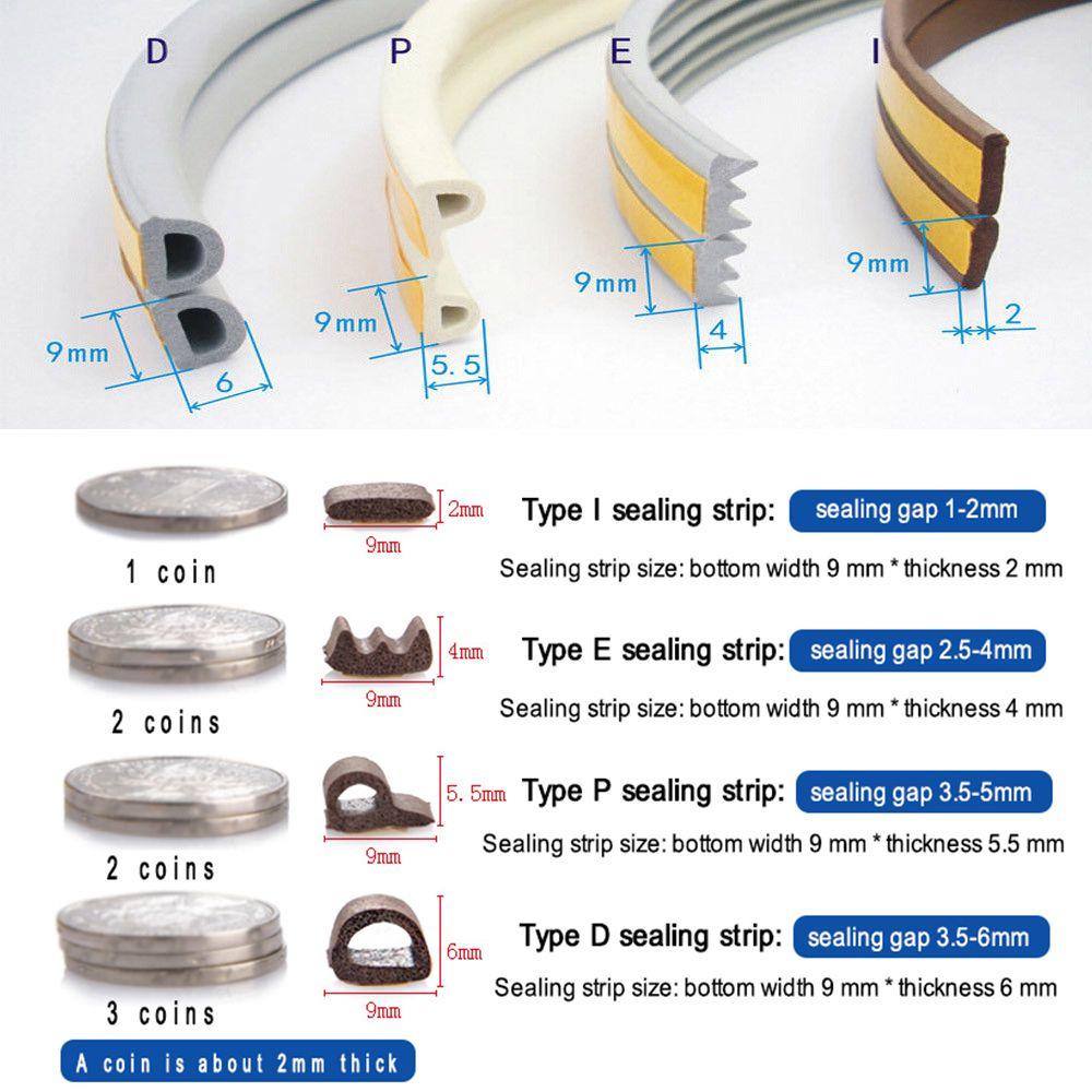 Topbeauty15/10m Seal Strip Rumah Isolasi Kebisingan Anti Tabrak Weather Strips Serut Excluder
