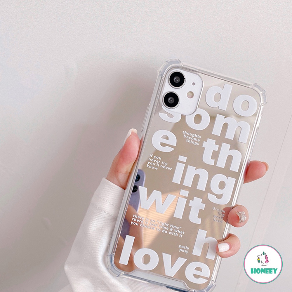 INS Art Letter Mirror Phone Holder Phone Case compatible for IPhone 14 13 12 11 Pro Max X Xs Max XR 8 7 Plus Shockrpoof Soft TPU Back Cover