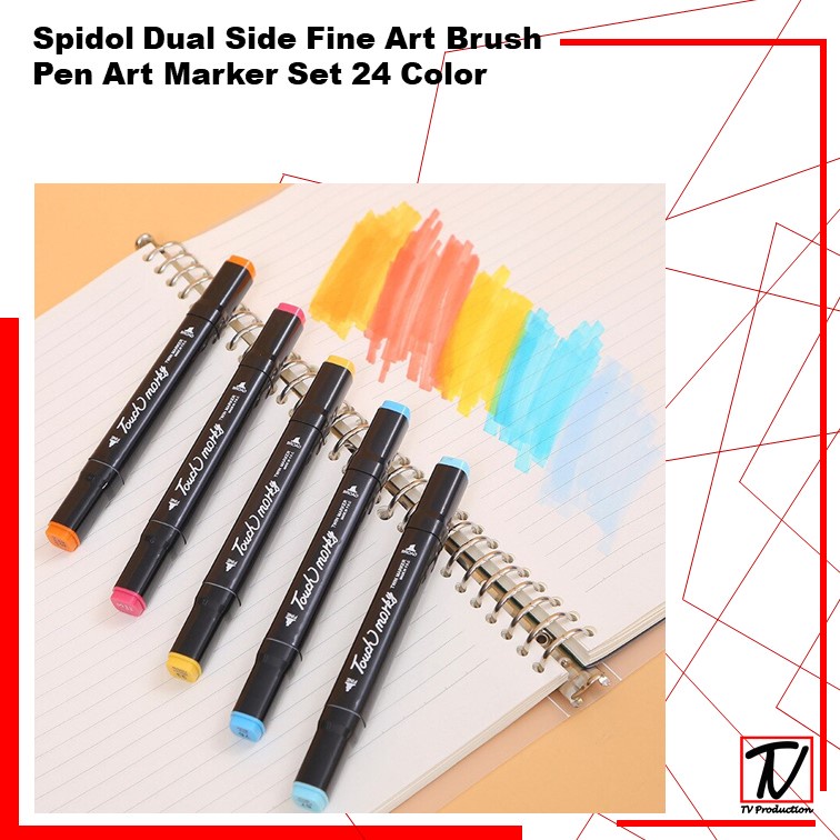 Spidol Dual Side Fine Art Brush Pen Art Marker Set 24,30,48 Color