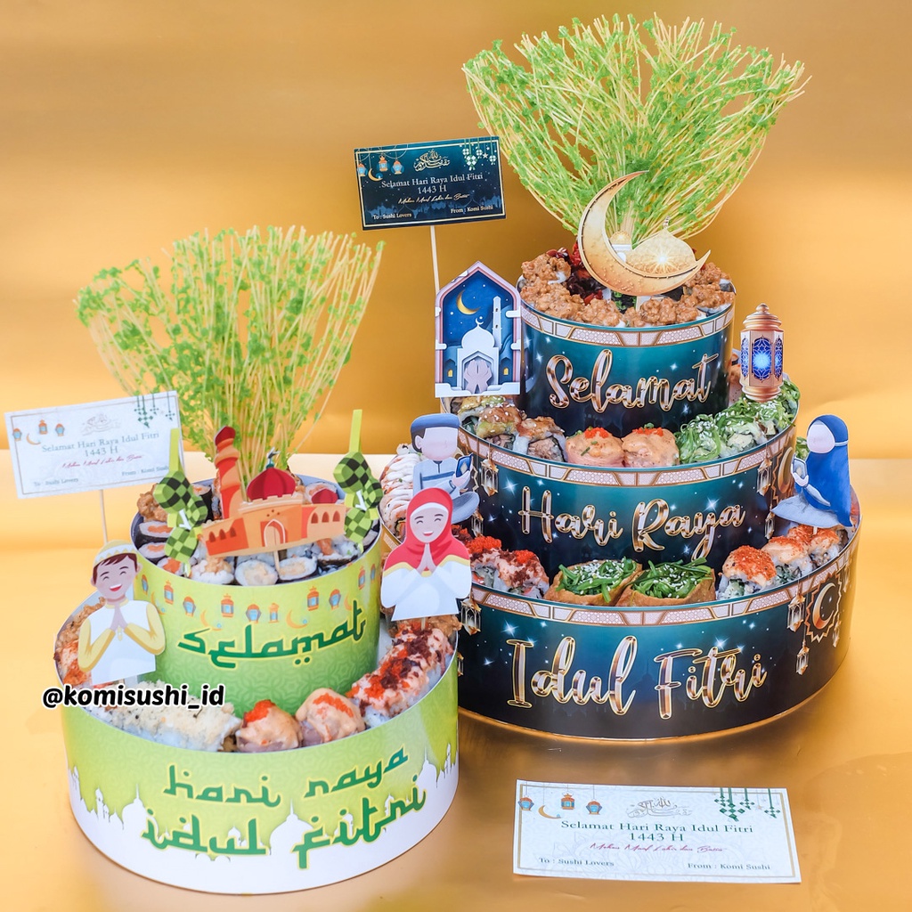 

Hampers Lebaran | Parcel Idul Fitri | Sushi Cake | Sushi Tower