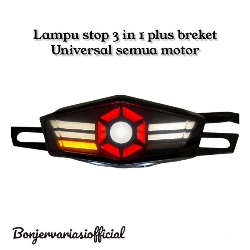 Lampu stop plus breket 3 in 1 plus sein umiversal lampu stop undertail vario satria fu rx king cb dl