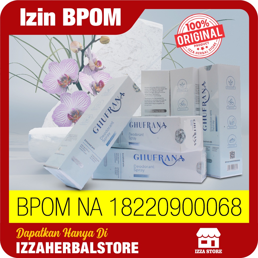 Diodorant Spray GHUFRANA Obat Ketiak BAU BADAN Warna Hitam Pada Pria Dan Wanita Basah Gidza ASLI ORIGINAL Dari BPOM