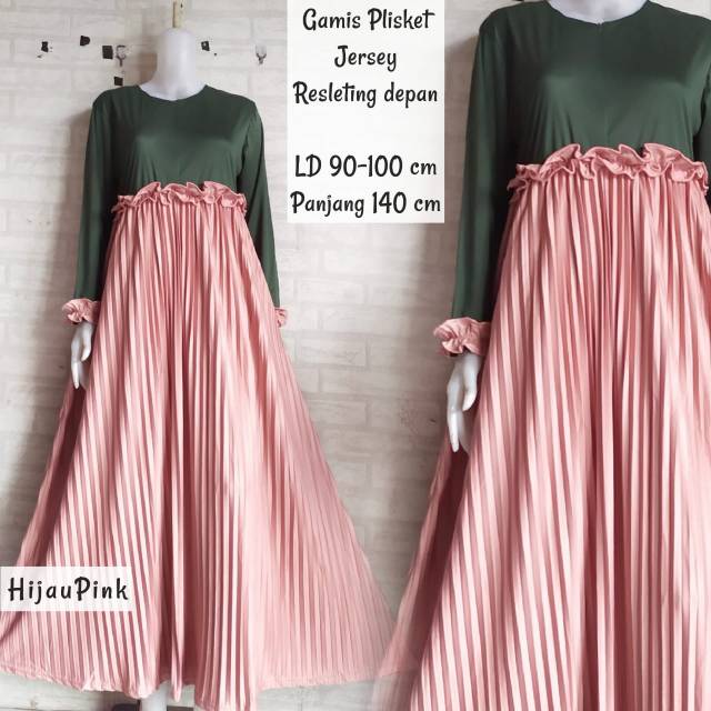 GAMIS PLISKET PREMIUM MATT JERSEY BUSUI, PLISKET DEPAN BELAKANG
