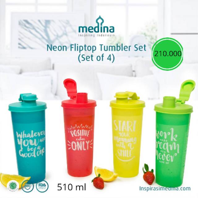 Gelas Tumbler Filp Medina Neo Fliptop Tumbler Set Of 4