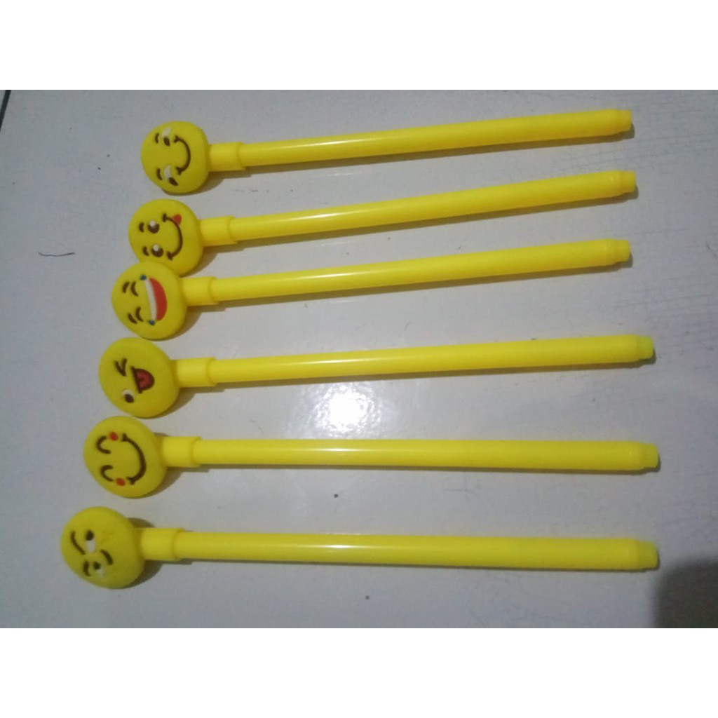 

Pulpen Pena Pen Ballpen Gel Emoji Emoticon Emotion Karakter Unik Lucu
