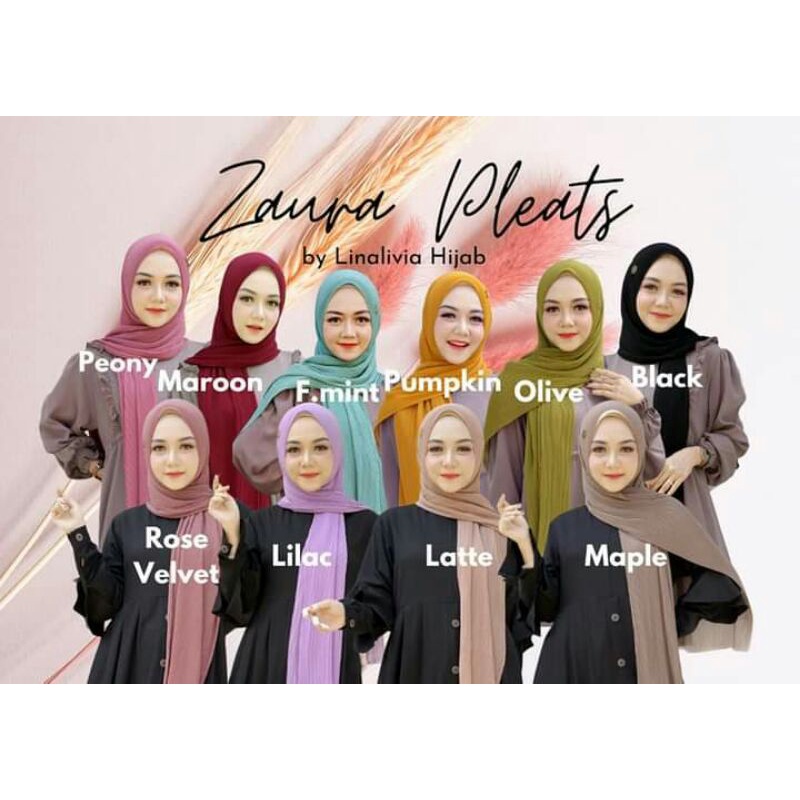 PASHMINA PLISKET LINALIVIA HIJAB PASHMINA ZAURA PLEATS SHAWL BY LINA LIVIA PASHMINA PLISKET CERUTY