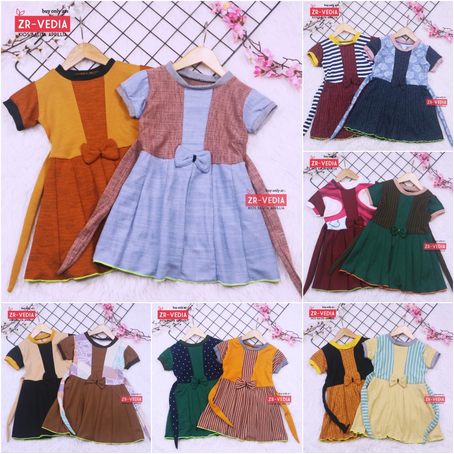 Dress Mikhayla size Bayi - 2 Tahun / Dres Anak Perempuan Baju Import Murah Gaun Motif Terbaru Adem