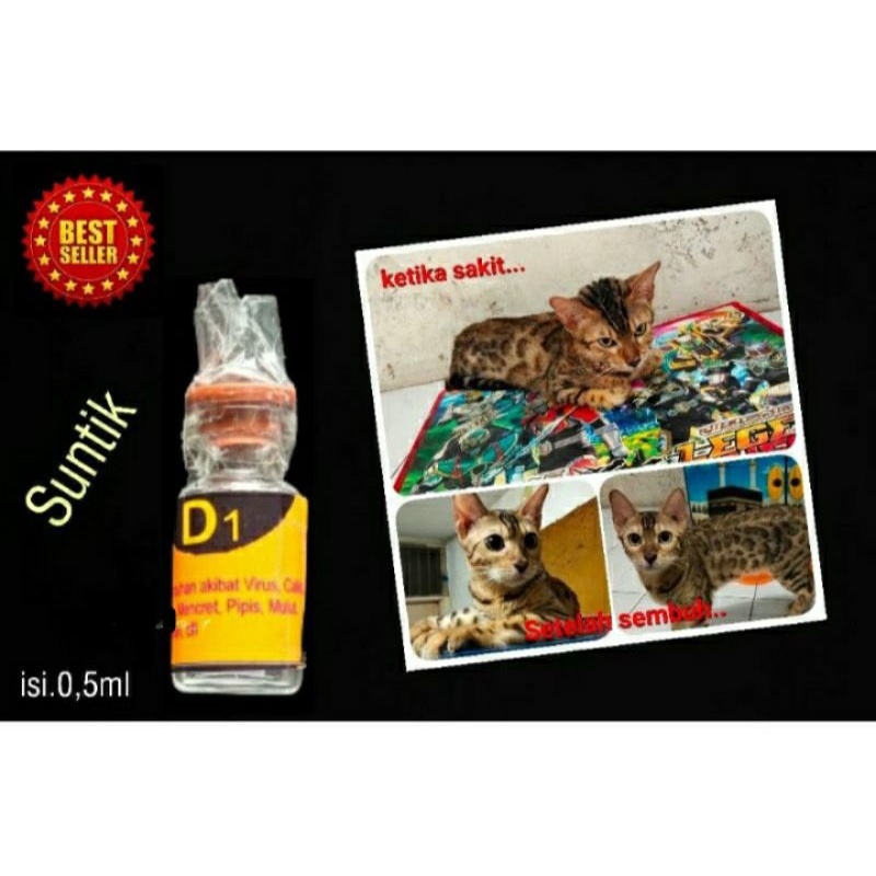VITAMIN OBAT SUNTIK KUCING D1 UNTUK FLU BERAT CALICI DISTEMPER PANLEU DAN BAKTERI