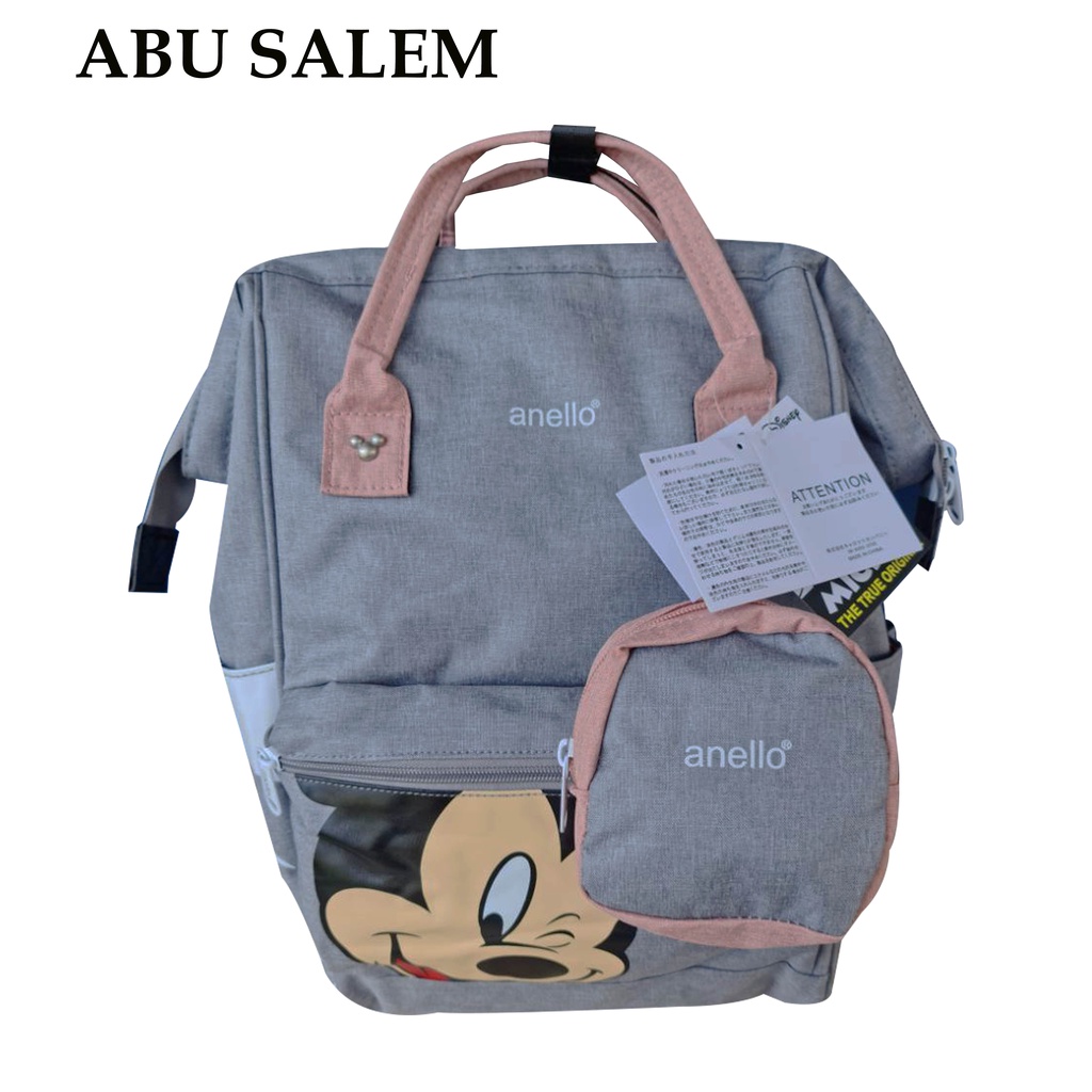 MOJI  - Tas Ransel Mickey Mouse Free Pouch Tas Sekolah Unisex Import