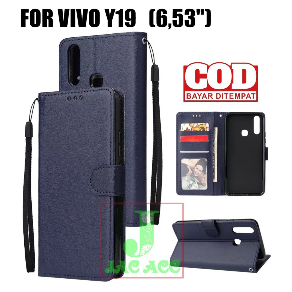 DOMPET HP UNTUK VIVO Y19 6,53'' LEATHER FLIP CASE VIVO Y19 6,53''